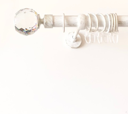 Карниз кованый для штор Кристалл Шар d25 мм однорядный, цвет белое золото