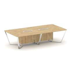 Steel Meet Стол переговорный прямоугольный MDK-PR.B.SP-12 Тиквуд Светлый/Нержавеющая Сталь/Хром 3200