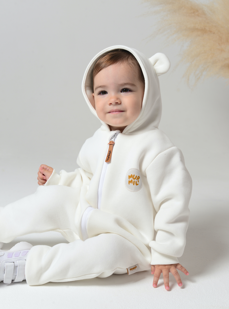 Комбинезон трикотажный с начесом Молочный