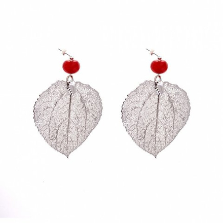 Серьги листья Ester Bijoux Amaranth Agate and silver Met OR1098-S/R BW