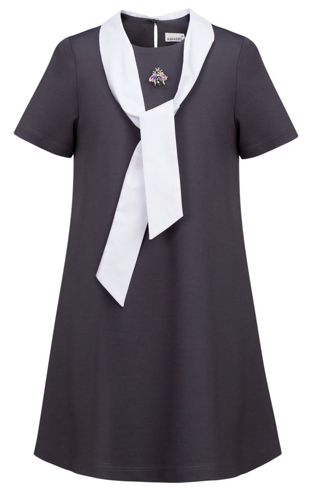 Платье-трапеция с коротким рукавом AMADEO, цвет серый