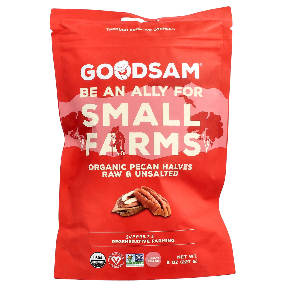 GoodSam, органические половинки пекана, необработанный и несоленый, 227 г (8 унций)