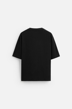 ZARA БАЗОВАЯ ФУТБОЛКА HEAVY WEIGHT, ЧЕРНЫЙ