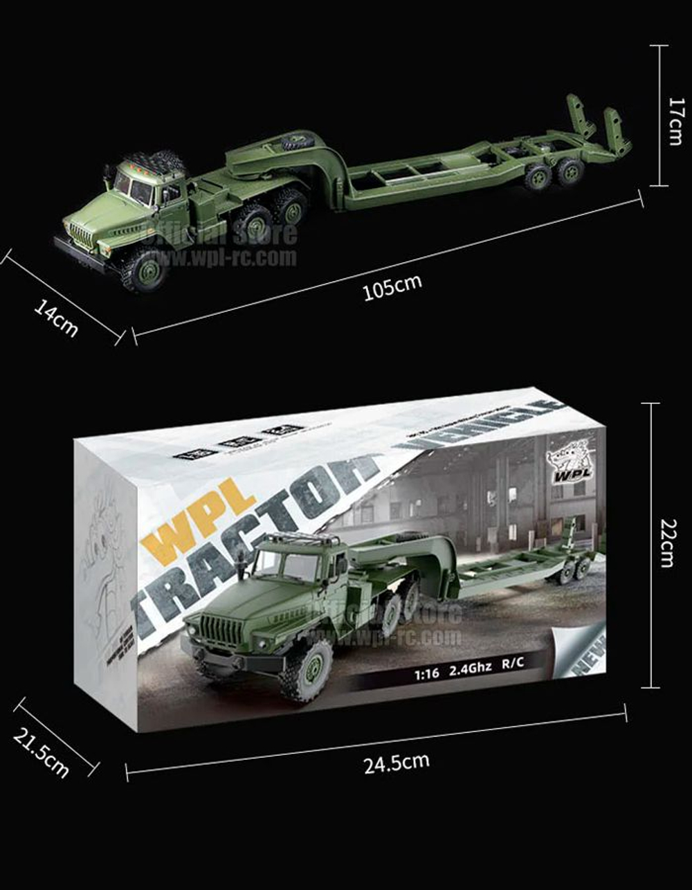 Радиоуправляемая машина WPL Советский военный грузовик трал 1:16 6WD 2.4G - WPLB-36-3