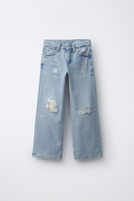 ZARA ДЖИНСЫ WIDE LEG С КРЮЧКОМ, СИНИЙ