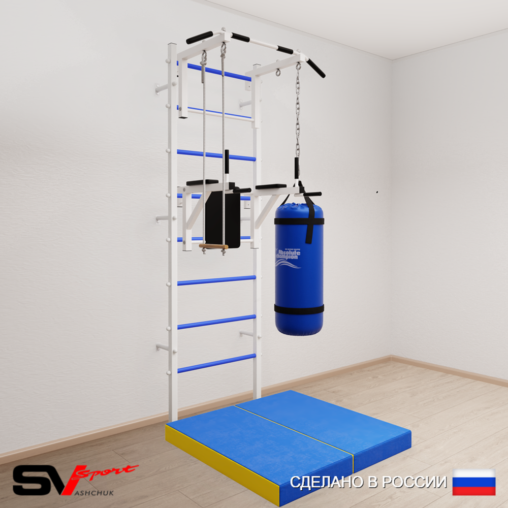 Шведская стенка Sv Sport 5735 (Турник стандарт/Брусья/Трапеция/Цепь/Мешок 15кг/Мат 1м)
