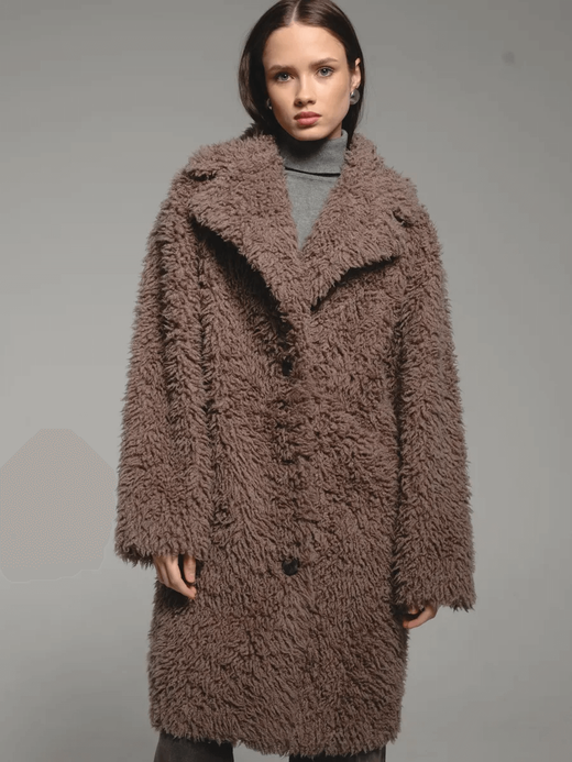 Шуба женская из 100% овечьей шерсти мериноса на зиму, хаки, SilverFox