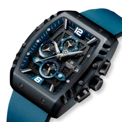 Часы наручные кварцевые NAVIFORCE на силиконовом ремешке, черный/синий W8830-02