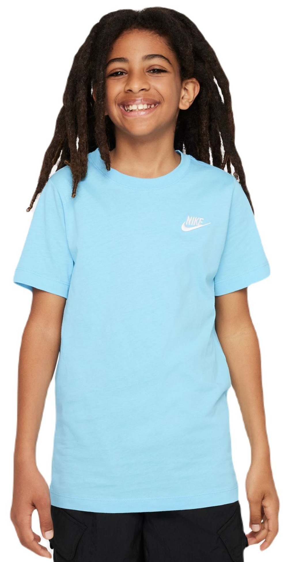Футболка для мальчика теннисная Nike Kids NSW Tee Embedded Futura - aquarius blue/white