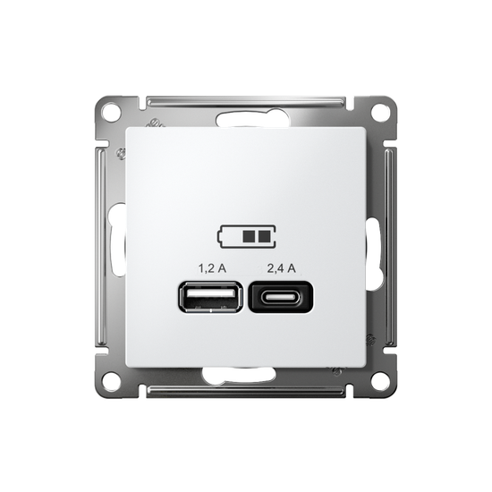 Розетка USB AtlasDesign тип A+C 5В/2.4А 2х5В/1.2А механизм лотос SE ATN001339