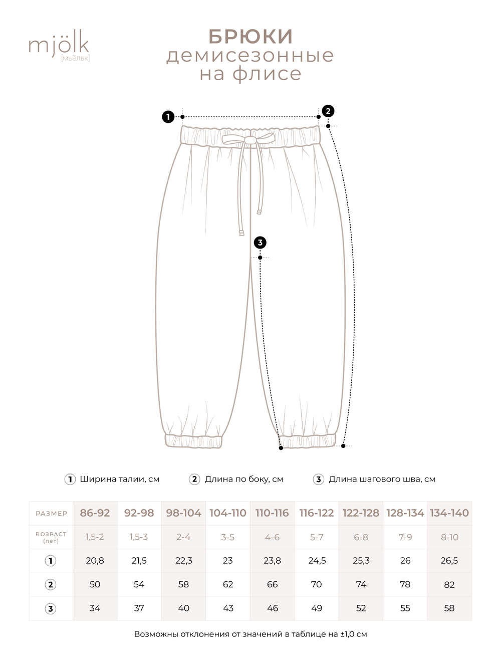 Брюки демисезонные на флисе Mjölk Fossil