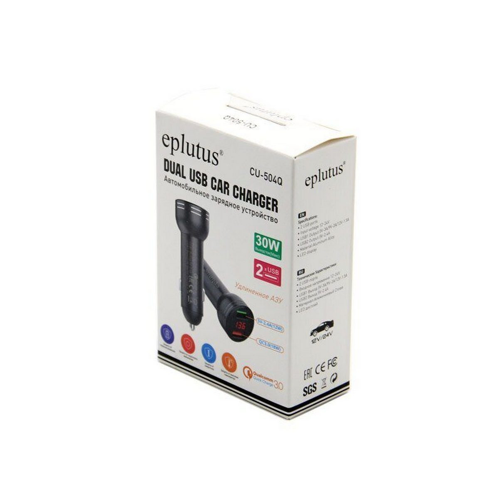 Автомобильное З/У Eplutus CU-504Q 2UB/30W/QC3.0