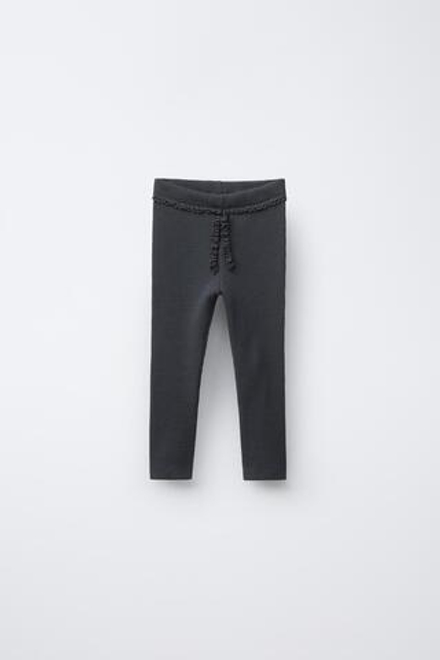 ZARA ЛЕГИНСЫ С КРУЖЕВОМ, ТЕМНЫЙ АНТРАЦИТ