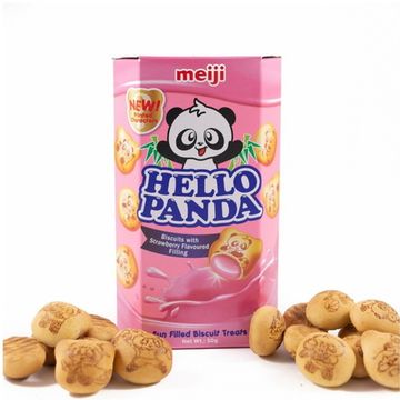 Печенье Meiji Hello Panda с клубничной начинкой, 45 г (Индонезия)