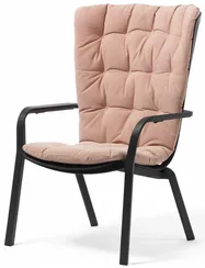 Уличное кресло Folio черное с розовой подушкой