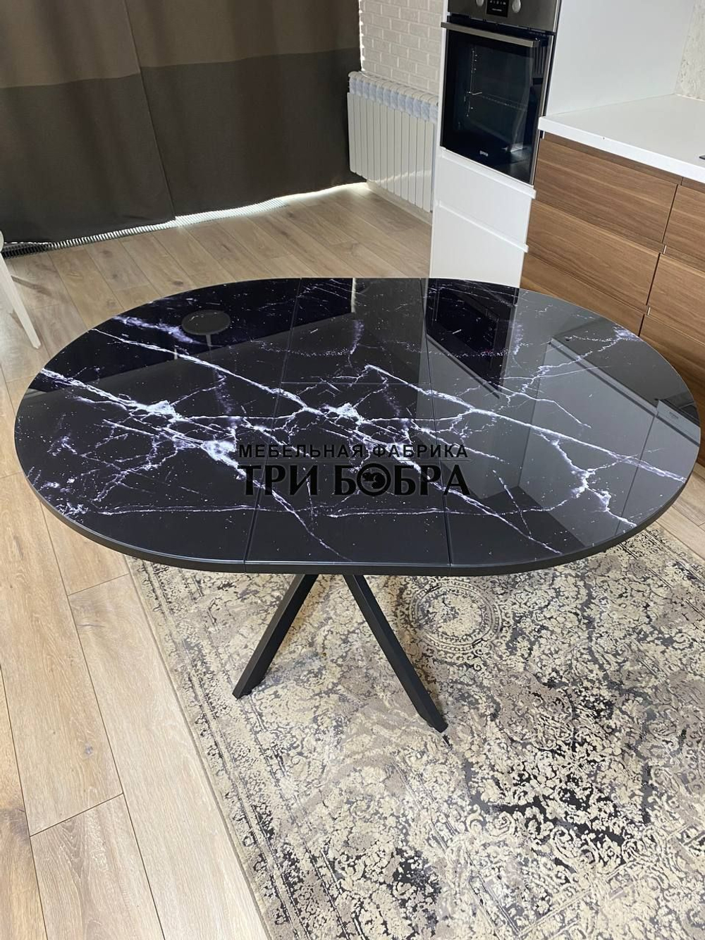 Стол круглый стеклянный "Чёрный Оникс"