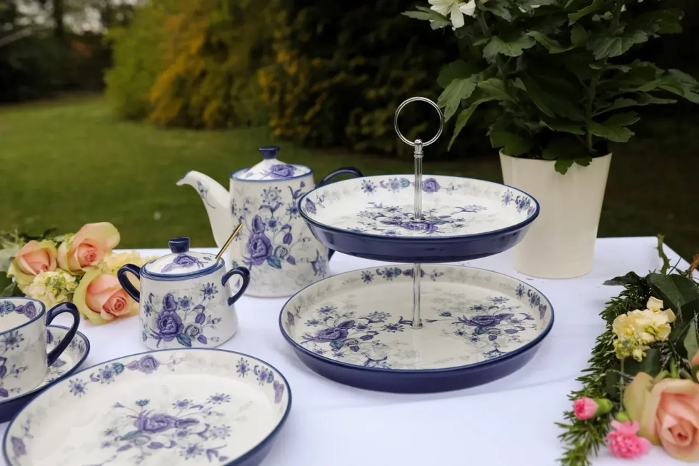 Kitchen Craft London Pottery 26 см 1-ярусный стеклянный поднос Голубая роза