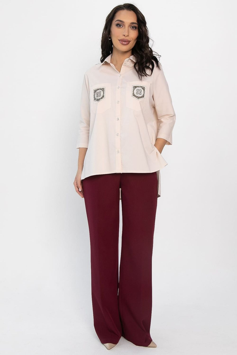 Рубашка с карманами Аристократка (бежевая) Б14357-10М LT Collection