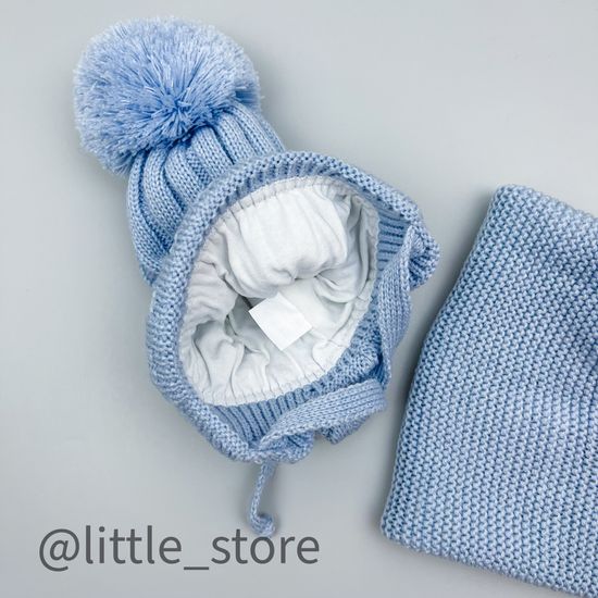 Шапка демисезонная "Дино" со снудом, Голубая