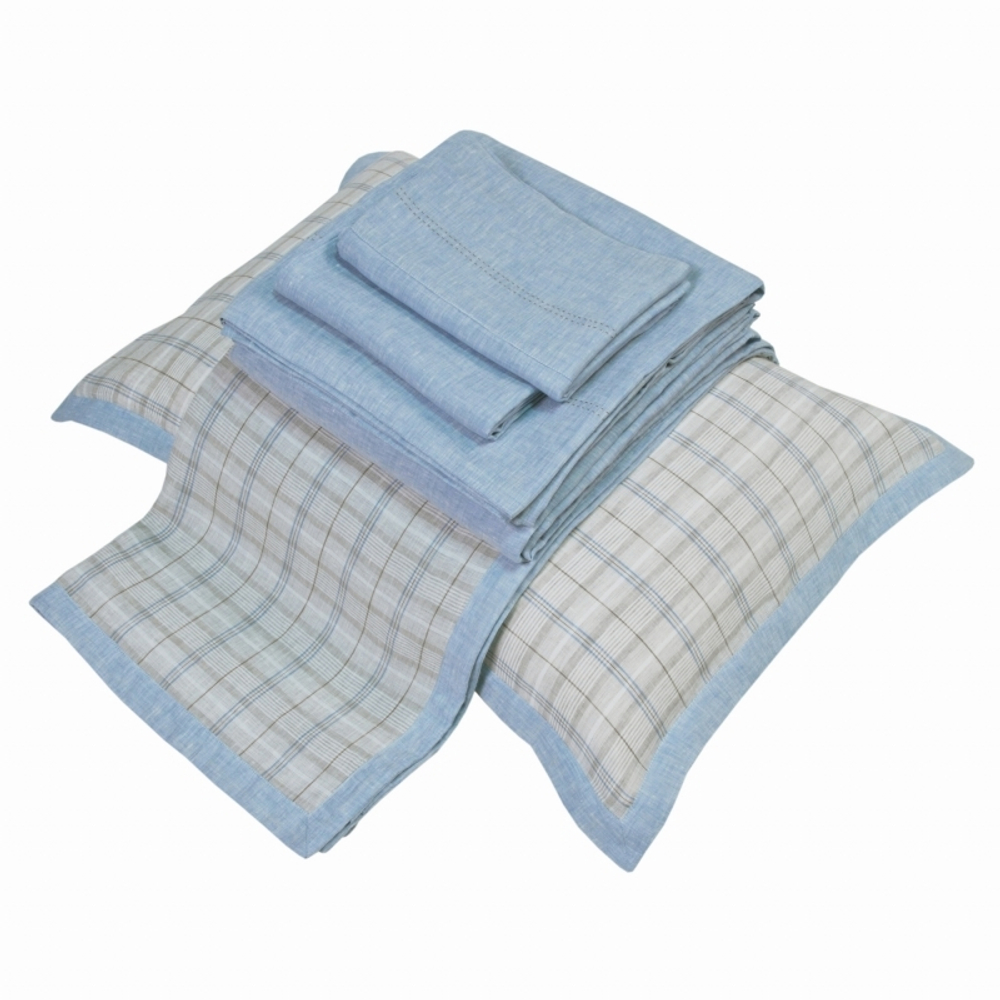 Простыня на резинке 180x200+45 Hamam Estiva blue голубой