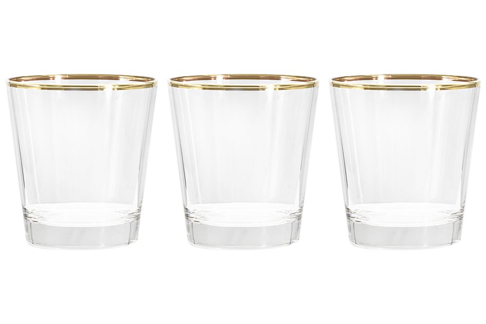 Набор из 6-ти хрустальных стаканов для виски Золото LR-037, 365 мл, прозрачный/золотистый