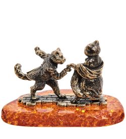 Народные промыслы AM-3074 Фигурка «Коты Ромэо и Джульета» (латунь, янтарь)