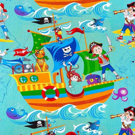 Полуторный комплект детского постельного белья Морской бой бязь