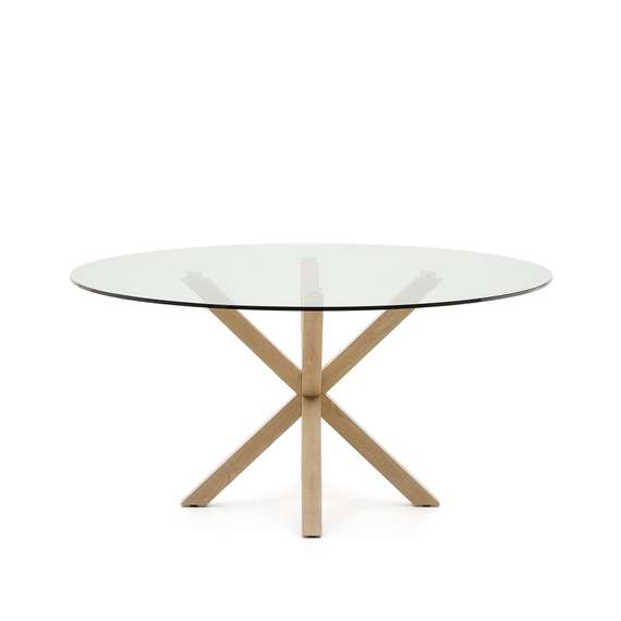 Круглый стеклянный стол Argo на стальных ножках с черной отделкой, Ø 150