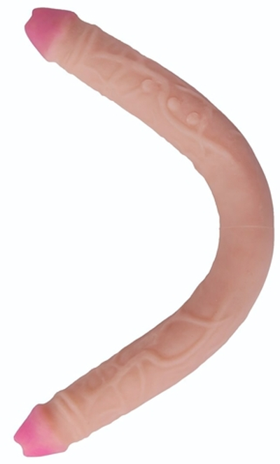 Двусторонний фаллоимитатор из неоскин - 49,5 см. (Цвет: телесный)