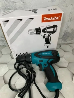 Makita Дрель-шуруповерт электрическая сетевая, щеточный инструмент 670 Вт, 25 Нм/ Мини дрель ручная, шуруповерт от сети