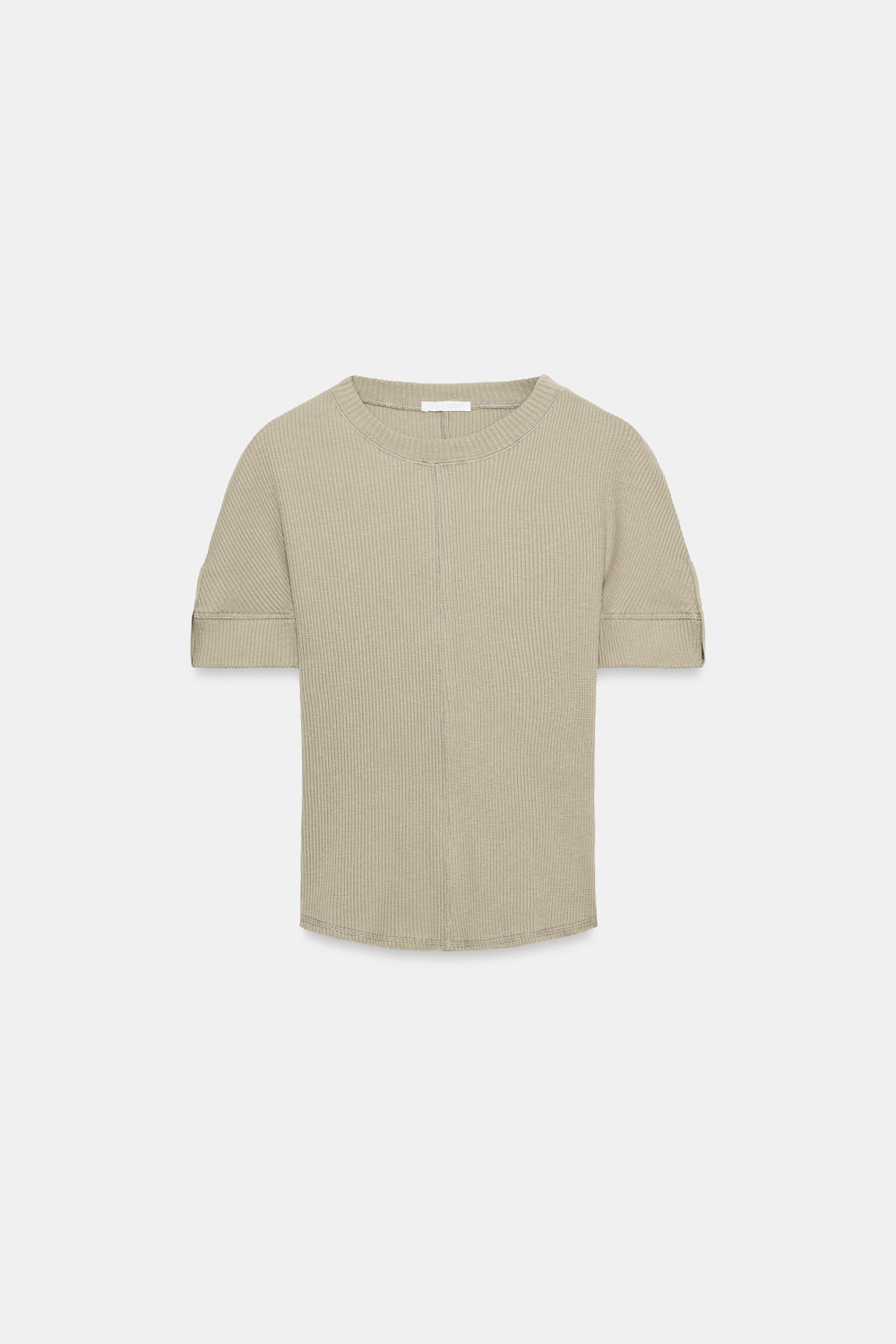 ZARA ХЛОПКОВАЯ ФУТБОЛКА В РУБЧИК, ХАКИ
