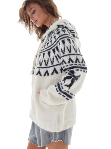 Молочный свитер на молнии с капюшоном