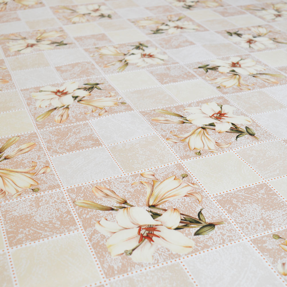 Клеенка столовая DEKORAMA 140см*20м "Лилии в розовом" 118В