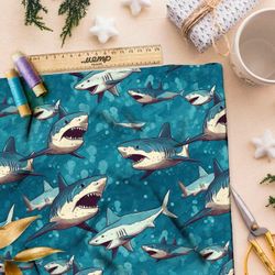 Ткань премиум таффета хищные акулы
