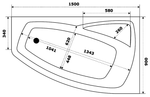 Акриловая ванна Bas Камея левая 150х90 с каркасом В 00117