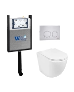 Комплект унитаза WeltWasser AMBERG 404 + MERZBACH 002 GL-WT + AMBERG RD-MT CR белый глянцевый, безободковый, с крышкой микролифт, с бачком скрытого монтажа и кнопкой хром матовый