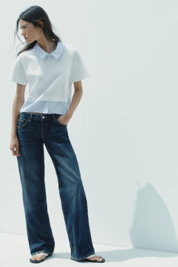 ZARA КОМБИНИРОВАННАЯ ФУТБОЛКА В ПОЛОСКУ, БЕЛЫЙ