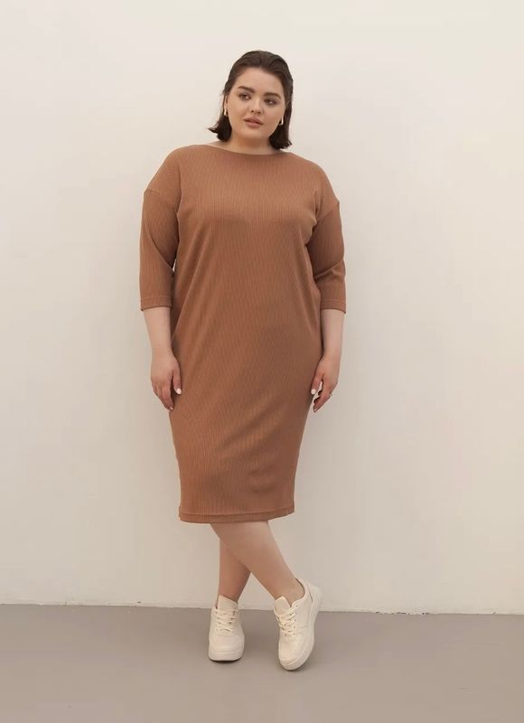 Трикотажное платье MIDI, кэмел