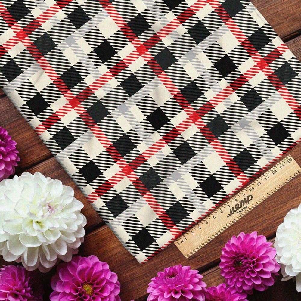 Ткань интерлок шотландка