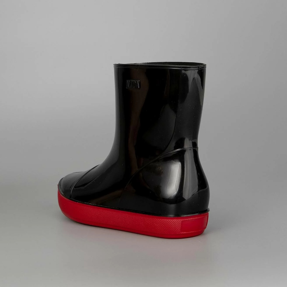 Полусапожки женские утепленные из ПВХ Nordman Alida ПС-24 УФ (флис), Черные с красной подошвой