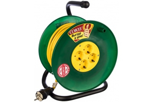 Удлинитель силовой на катушке 20м с/з 4 гнезда 2200Вт Союз