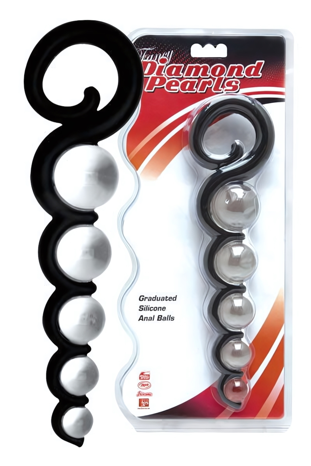 Анальная цепочка с кольцом - 25,5 см. (Цвет: черный)