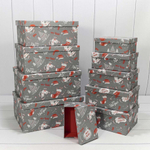 Коробка 34 х 26 х 15.3 см Набор 10 шт "Новый год" (Серый)