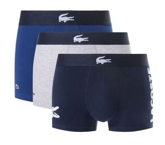 Мужские спортивные боксеры Lacoste Stretch Cotton Trunks 3P - navy blue/white/grey chine/navy blue