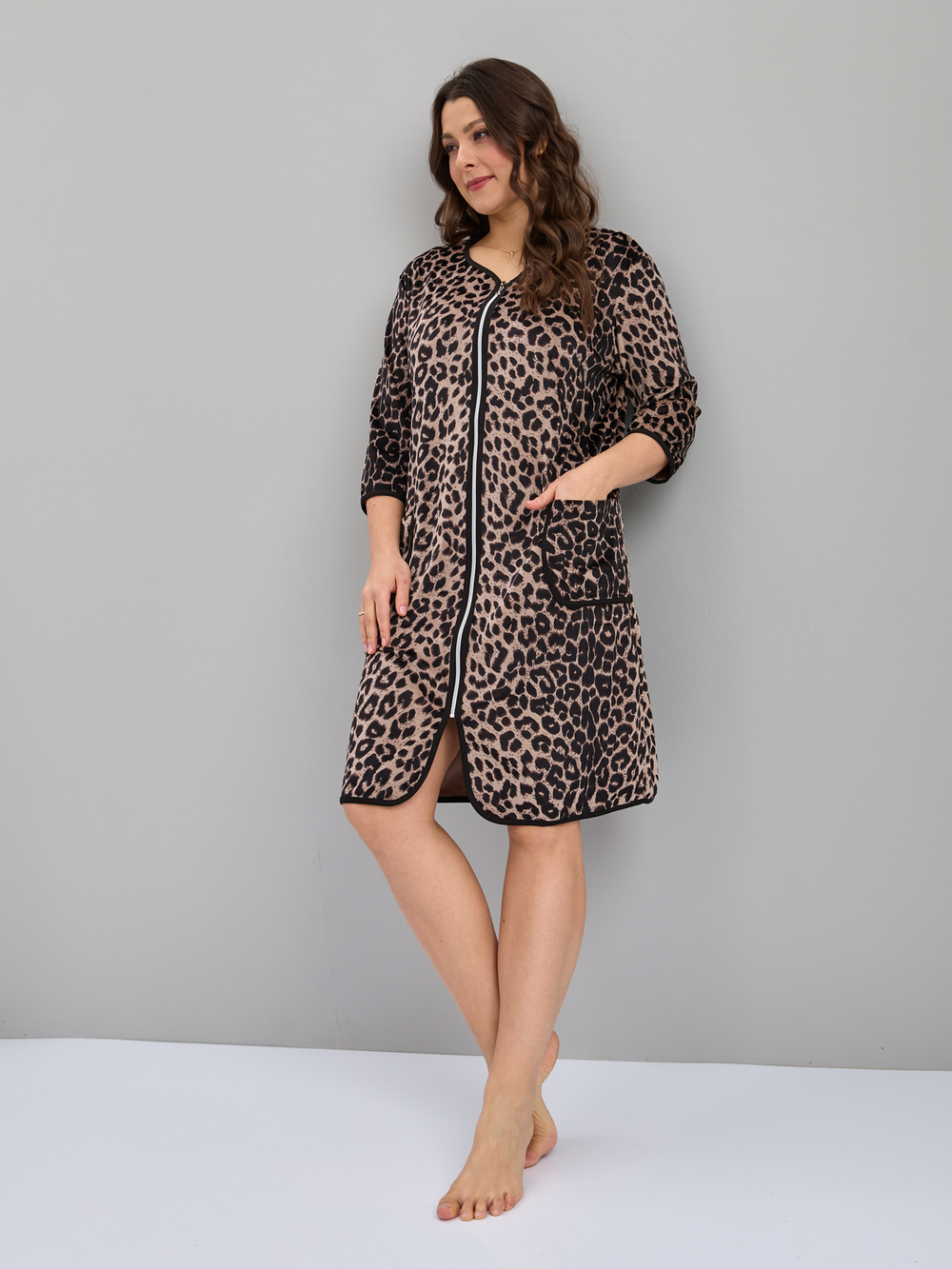 Халат Хвли-562/бежевый-леопард