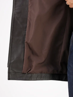 Кожаная куртка демисезонная с капюшоном длинная