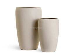 Кашпо TREEZ Effectory - Beton - Высокий округлый конус - Белый песок