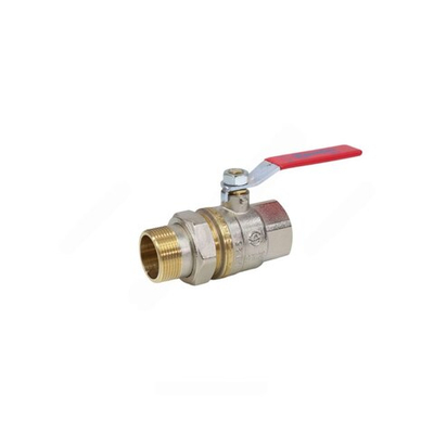 Кран шаровой латунь никель 1006 Euro Ду 15 Ру40 ВР/"американка" полнопроходной рычаг красный Aquasfera 1006-01