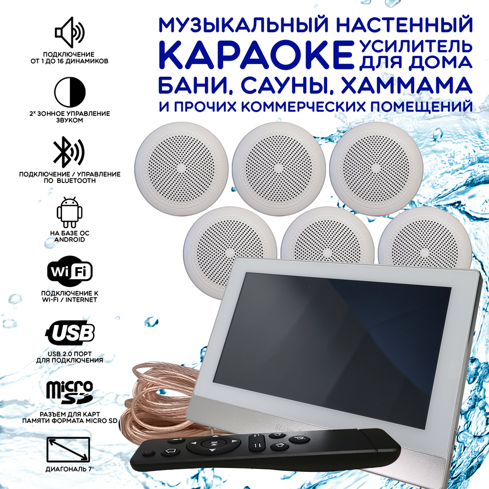 Комплект домашней акустической системы с караоке-усилителем Steam & Water SOUND 6 Standart