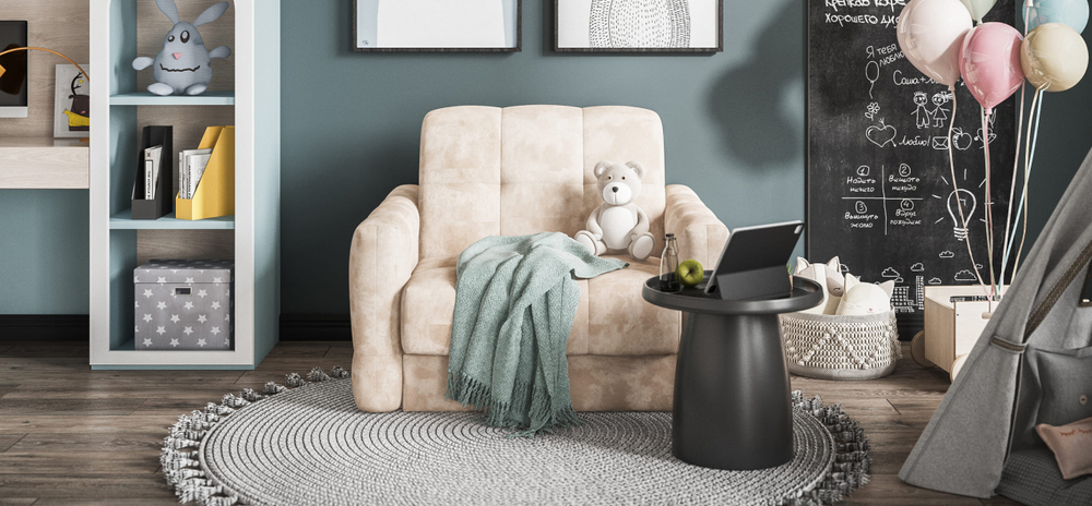 Босс Слип кресло-кровать Велюр Алькантара пепел